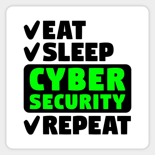 Eat, sleep, cyber security, repeat Magnet by colorsplash